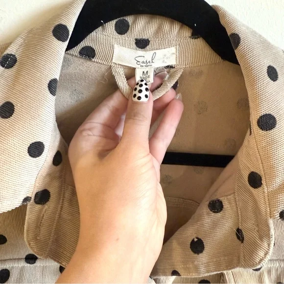 Easel Polka Dot Micro Corduroy Shacket - Picture 6 of 7